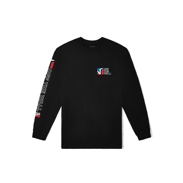 Vans Letter Print Sports Long Sleeve T-Shirt Unisex Tops Black VN0A4TV2BLK