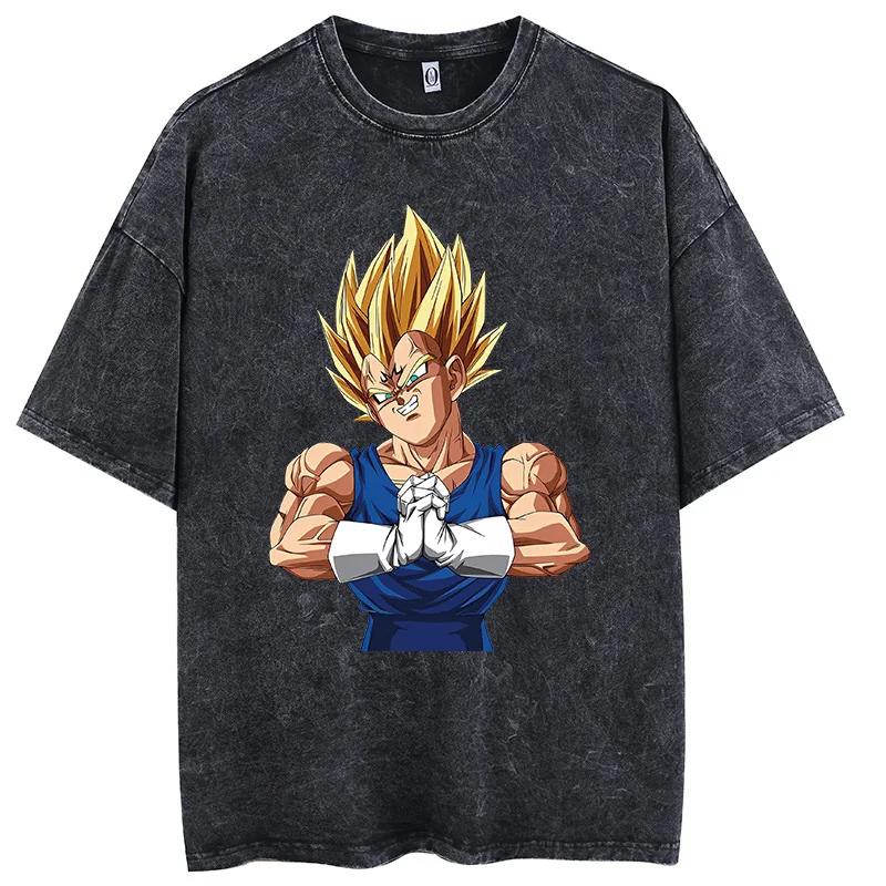 Dragon Ball Anime Print Fashion Oversized TShirt Hip Hop Streetwear Men Washed Vintage Tshirt Summer Casual Cotton T Shirt