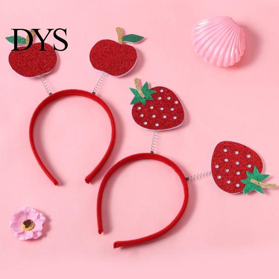 Cute Cartoon Headbands 4Pcs Fruit Decor Watermelon Cherry Children Hair Accessories Strawberry Headpiece Spring Design Hoop Headdress Stretchy