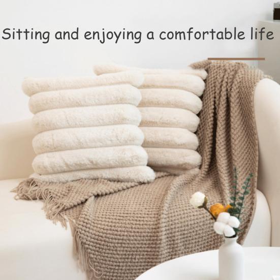 Наволочка для подушки с большим полосатым узором, застежка-молния в стиле пэчворк, пушистый материал, 45*45 см, наволочка для подушки для спальни, гостиной, дивана, украшения для вечеринки