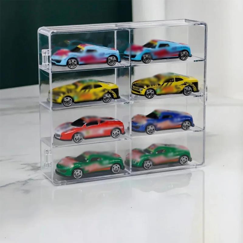 Витрина для моделей автомобилей Hot Wheels Шкаф-стеллаж для игрушечных машинок Пылезащитные и штабелируемые контейнеры для хранения автомобилей Прозрачные органайзеры