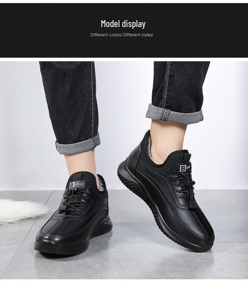 Мужские зимние ботинки из толстой теплой бархатной ткани для людей среднего и пожилого возраста - обувь для ходьбы с мягкой подошвой