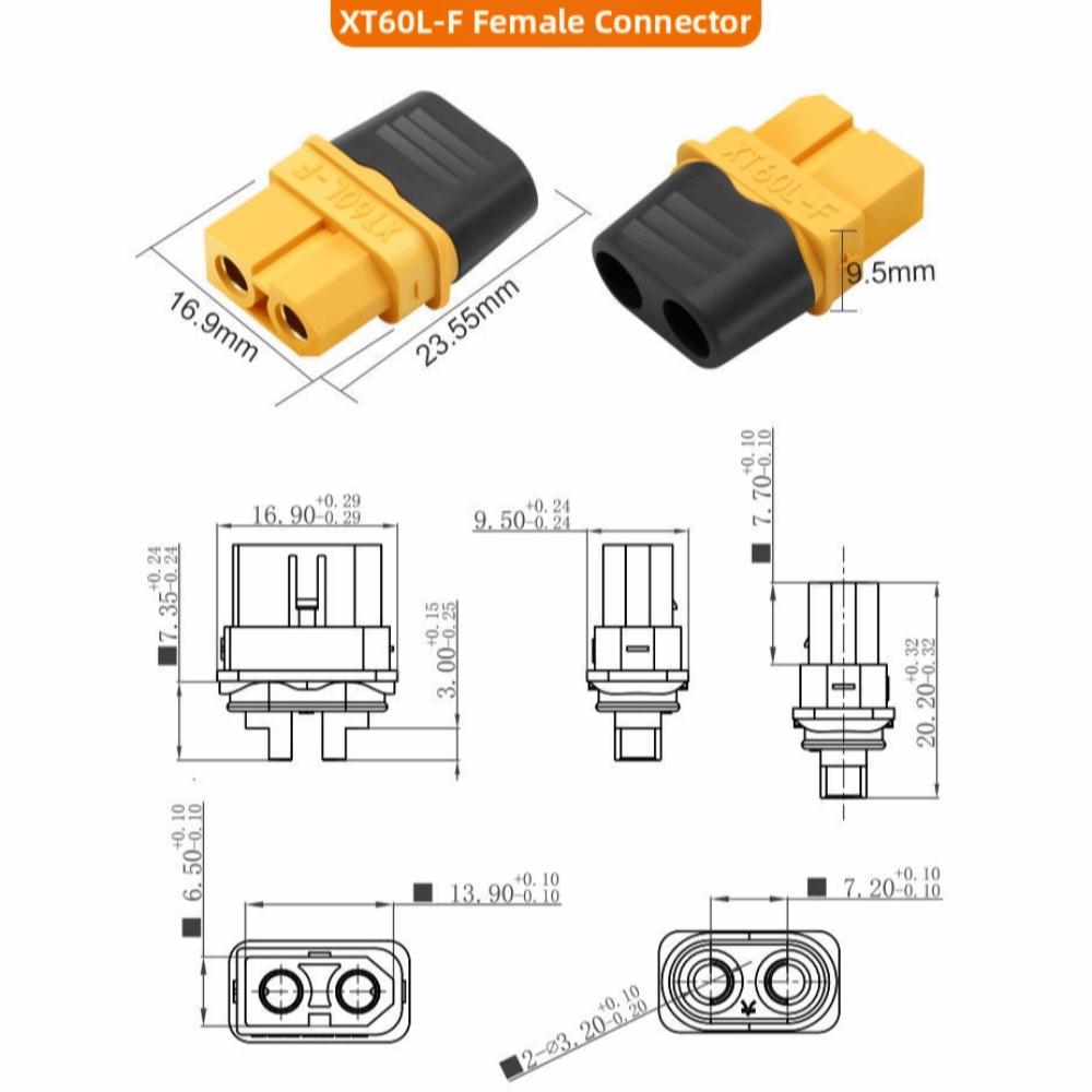 Amass XT60L-F M Plug Yellow Male Female Plug New XT60L Connector RC Car Parts