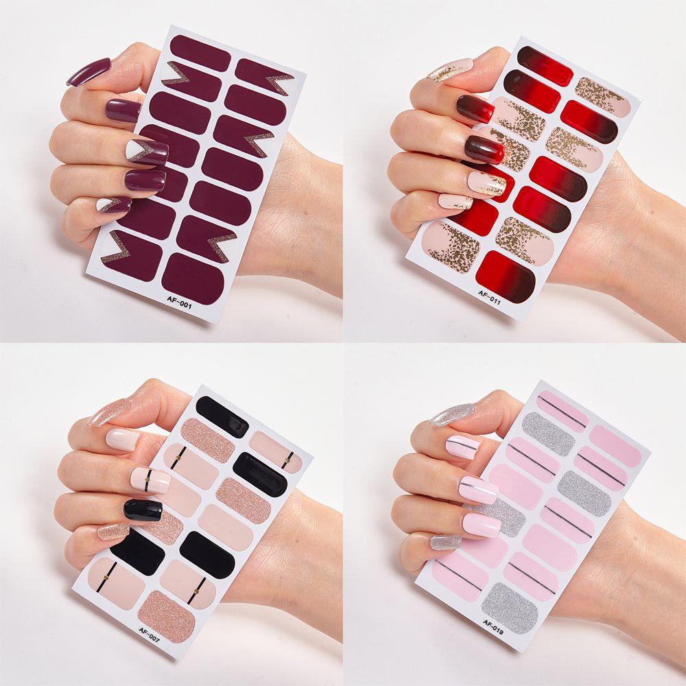 Women Girls Press On Nail Manicure Nail Polish Strips Nail Art Decal Full Nail Wraps Nail Stickers
