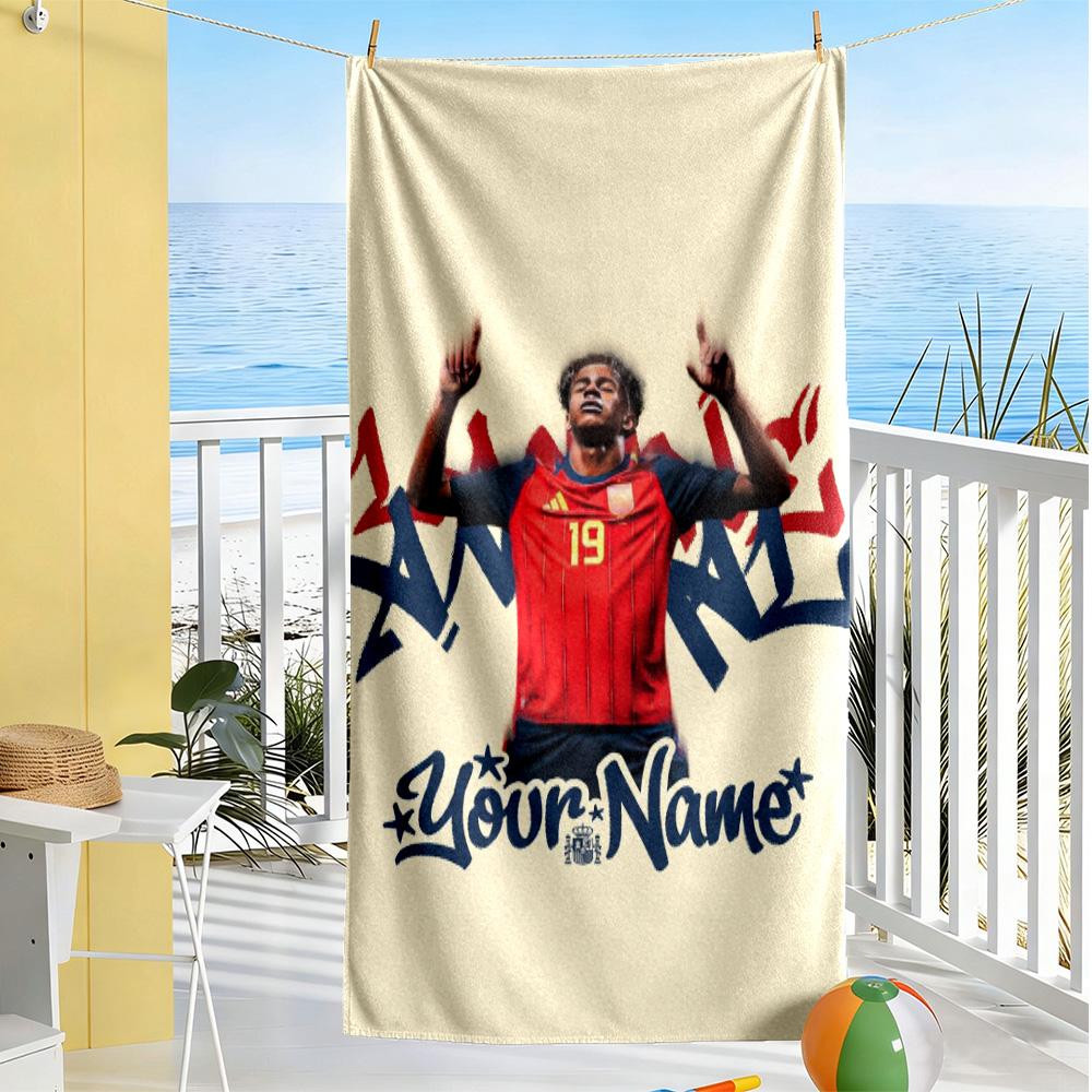 Yamal Customized Name Beach Towel High Absorbency & Quick-Dry Ideal for Travel Outdoor Swim Pool Yoga Surf Camping Hiking Gym Gift Holiday