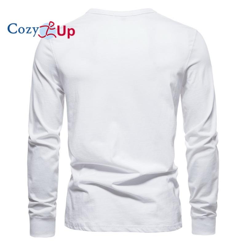 Cozy Up Мужская мода повседневная передняя планка базовые футболки Henley с длинными рукавами