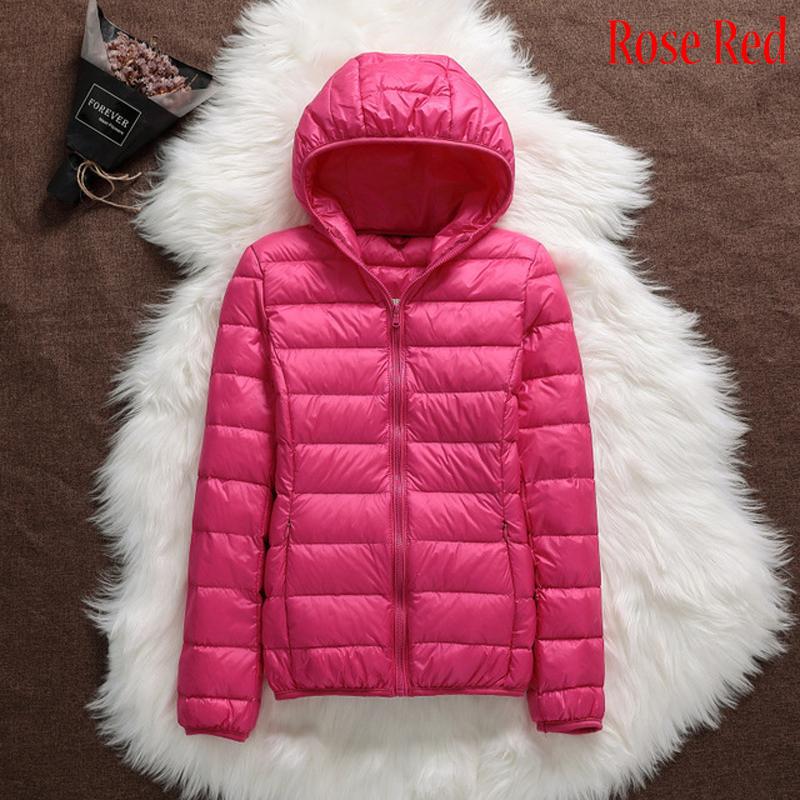 Women Casual Windproof Parka White Duck Down Jacket Coat Hooded Warm Autumn Winter