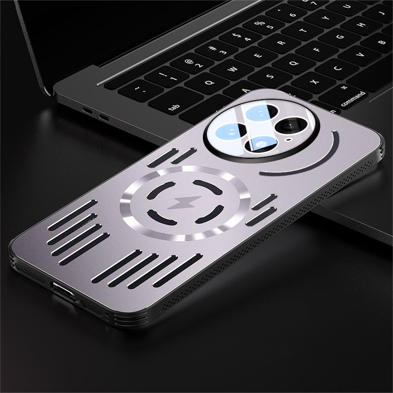 Жесткий металлический чехол для отвода тепла с магнитной беспроводной зарядкой для OnePlus 13 13R 12 One Plus 13 Крутой защитный чехол на заднюю панель