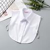 White Women's Stand Fake Collar Blouse Black Detachable Lapel Turtleneck Top Half Shirt Faux Col Tie Detail