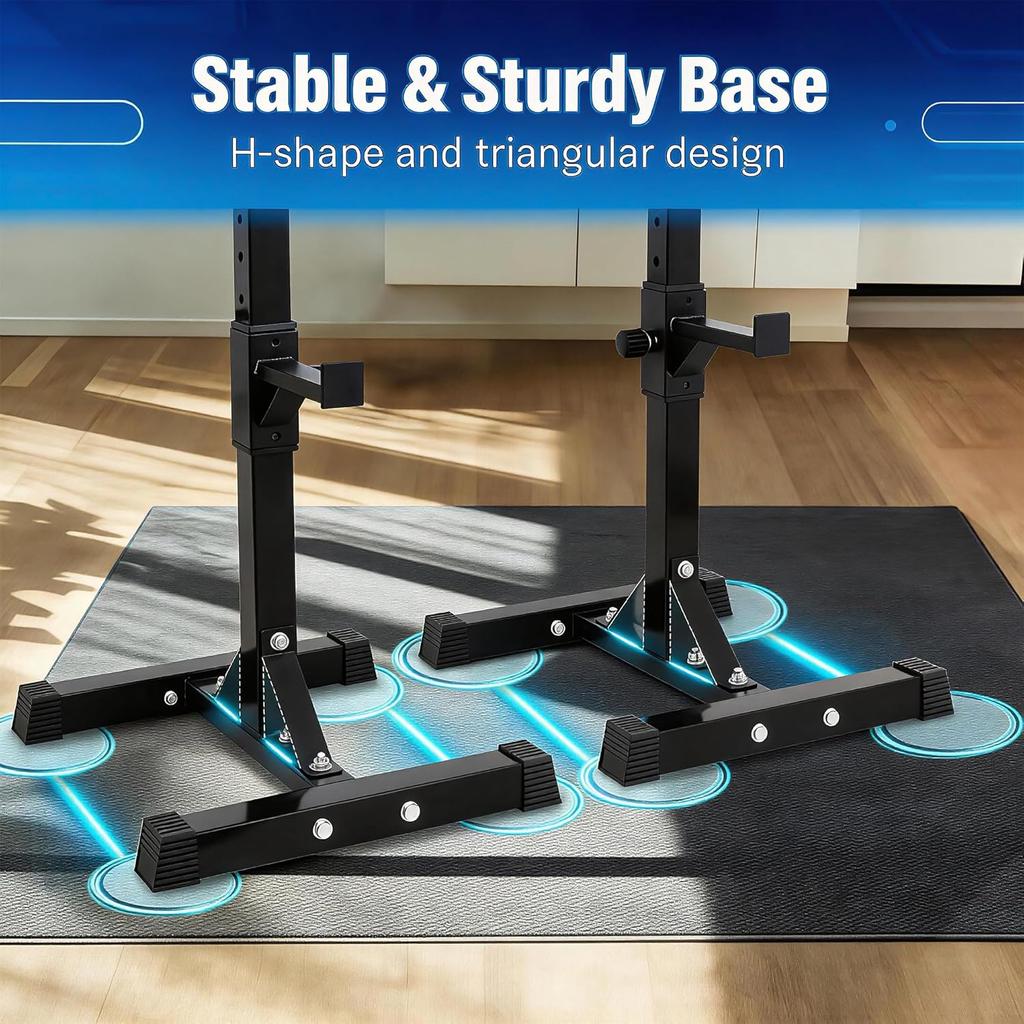 Adjustable Squat Barbell Rack Stand, Bench Press Rack for Home Gym Strength Training, Max Load 550LB, Customized