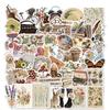 50pcs Vintage Animal Flower PVC Sticker Aesthetic Children's Stationery DIY Decoration Scrapbooking School Supplies