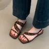 Thick-soled Square Head Retro Word with Sandals Women Wear Summer with Skirts Casual Two Sandals