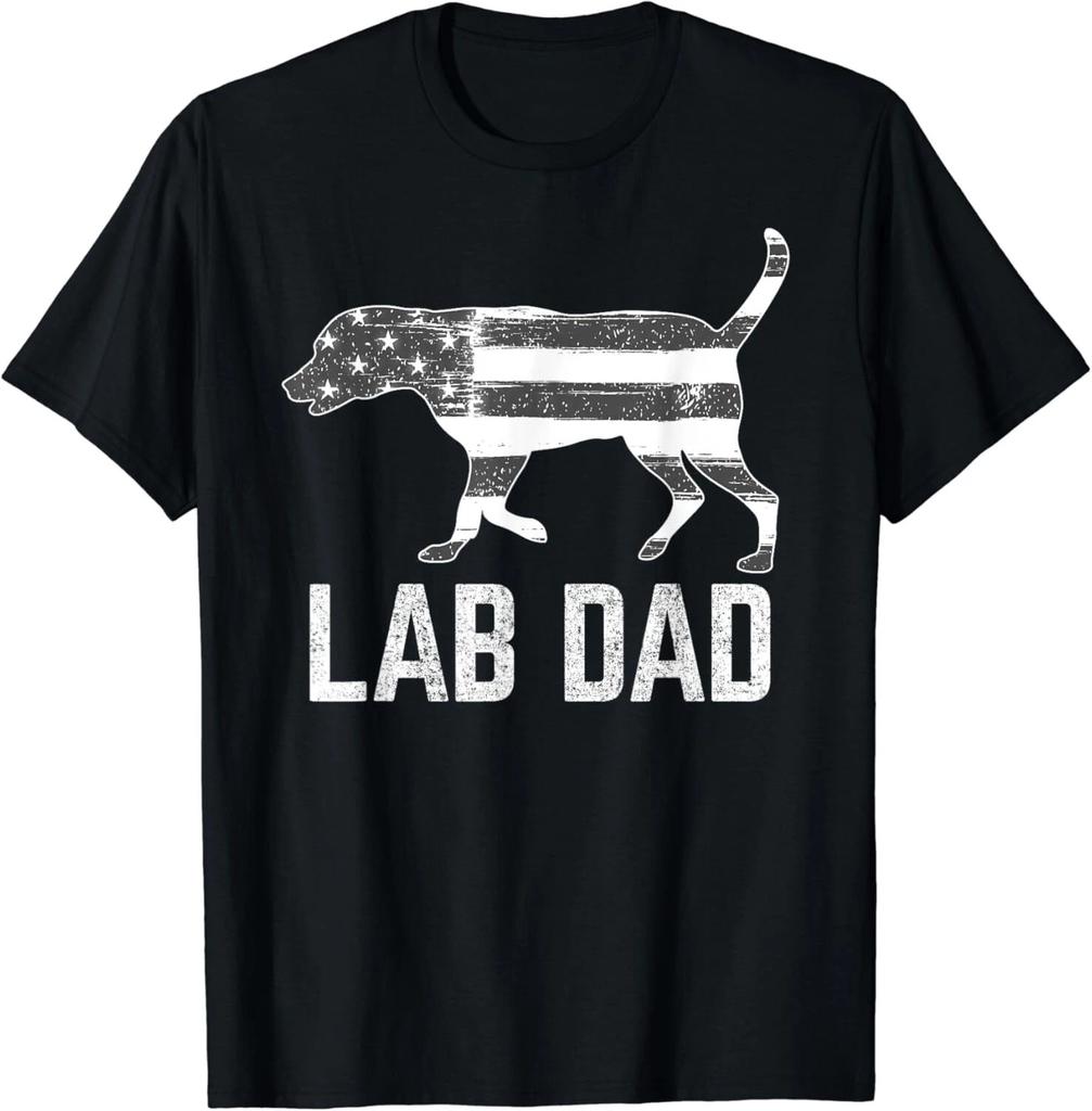 Silver Lab Dad Vintage Patriotic Labrador with American Flag Dog Gift T-Shirt