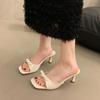Fashion Versatile Womens Sandals Comfort Lightweight Womens High Heels New Simple Fashion Women Shoes French Retro Women Slipper