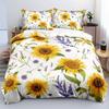Home Textiles Fresh Sunflower Three-Piece Digital Printing Quilt Pillowcase Bedding
