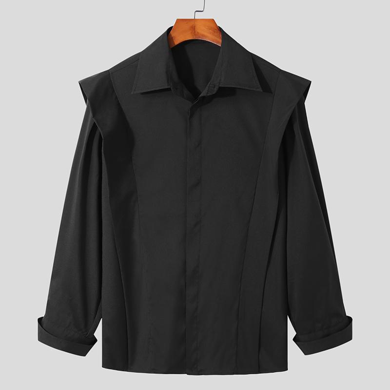 INCERUN Spring Ruffle OL Shirts with Long Sleeve Lapel Neck