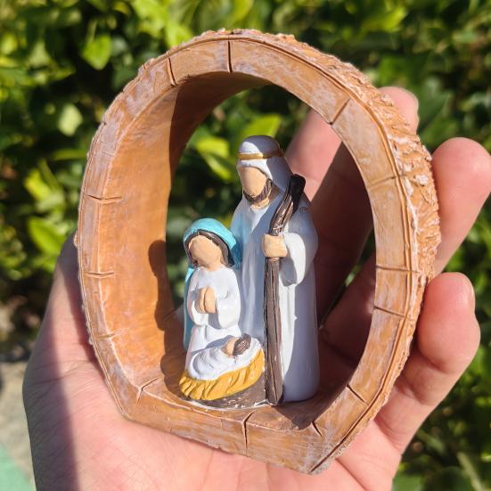 Овальное подвесное украшение «Рождество» для дома, офиса, рождественской елки, расписанное вручную, сцена рождения Иисуса, Святое семейство, праздничное религиозное украшение-подвеска