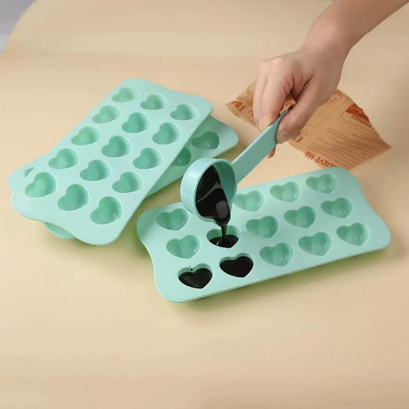 1Pc 15 Hole Three-Dimensional Heart-Shaped Silicone Mold Diy Chocolate Ice Grid Mousse Mold Soft Candy Baking Mold