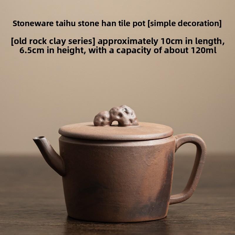Old Rock Mud Ceramic Teapot Chinese Kung Fu Tea Set for Home Brewing Small Coarse Pottery Retro Style Single Pot Tea Maker