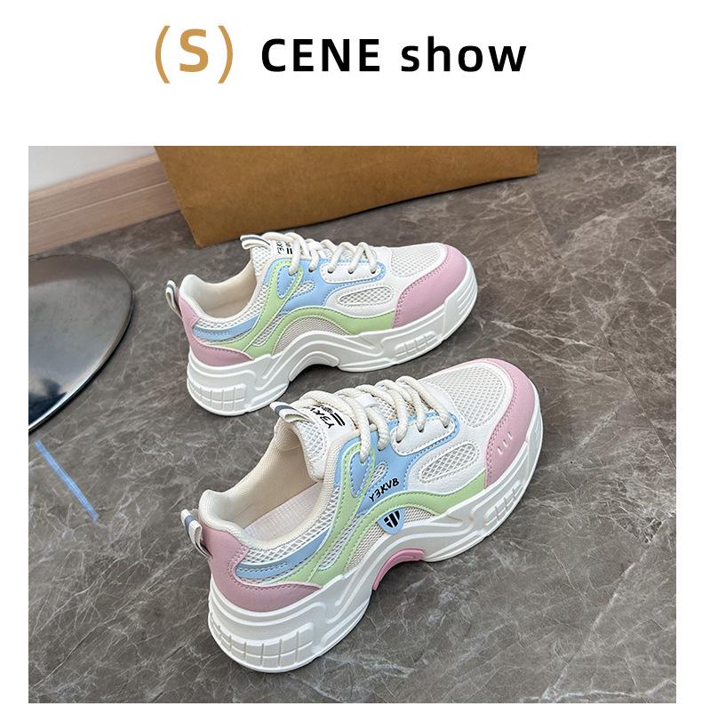 Женские кроссовки Dad в корейском стиле: Кроссовки для бега на толстой подошве весна 2025 K6005
