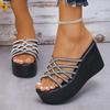 Женская обувь 2024 Новая мода Женские тапочки Летние повседневные тапочки Тапочки со стразами Женские тапочки на толстой подошве Zapatos De Mujer