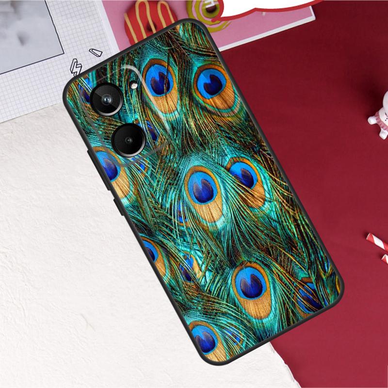 Чехол с узором «Павлин» для Realme GT7 Pro 15 10 11 12 13 14 Pro Plus C67 C65 C63 C61 C55 C53 C51 C35 C75 C71
