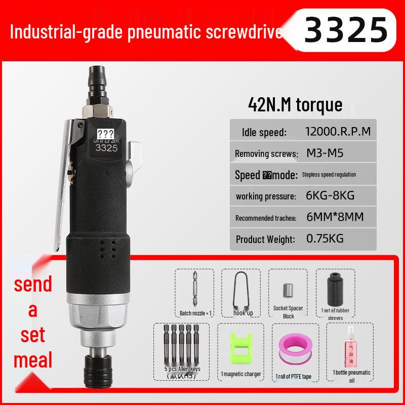 Industrial High-Torque Pneumatic Screwdriver for Woodworking with Hex Socket