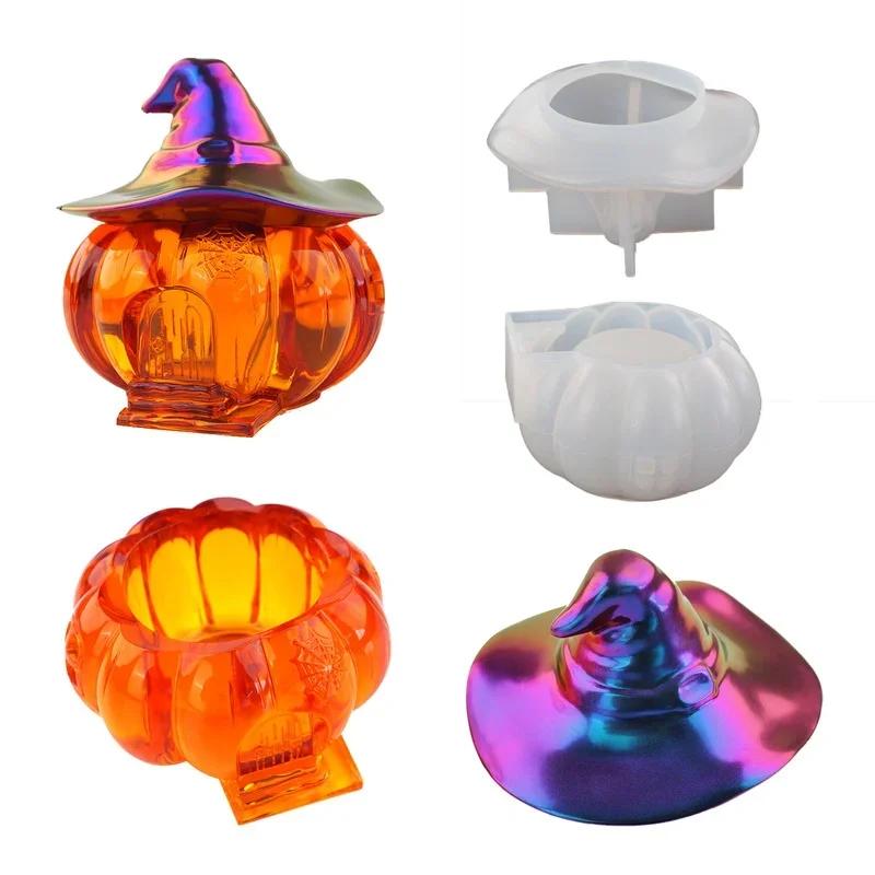 DIY Halloween Witch Pumpkin Hut House Storage Box Candy Box Mirror Silicone Mould Home Decoration Craft Gifts
