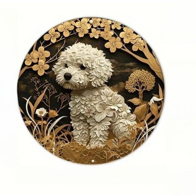 Witch Broom Halloween Sign, Round Aluminum Wall Plaque 20x20cm