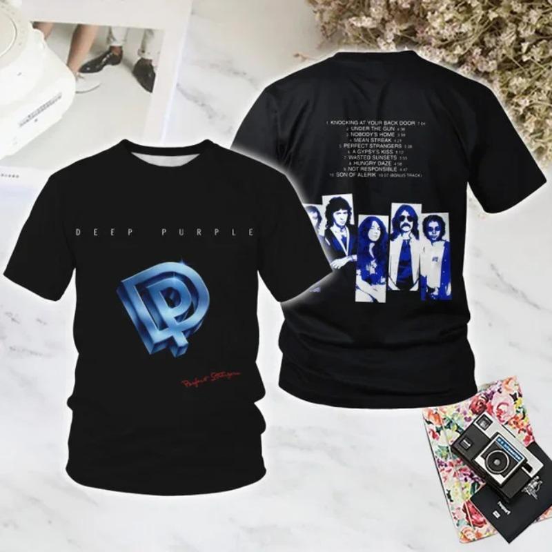 "Deep Purple" Band Style Summer 3D Printed Large-sized Men's T-shirt Is Loose and Comfortable Suitable for Daily Wear