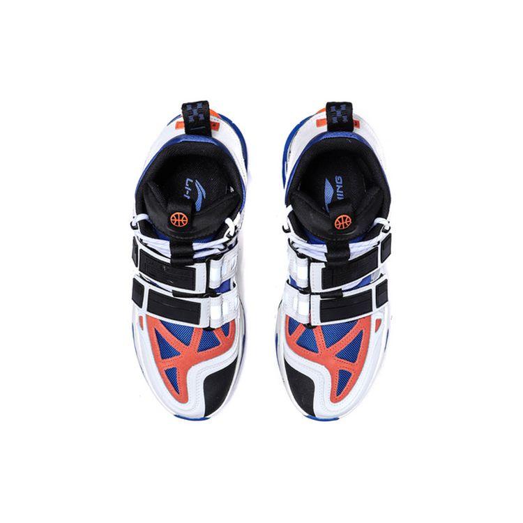 Баскетбольные кроссовки Li Ning New York Fashion Week Travel High-Top, мужские кроссовки, синие, белые, оранжевые, AGBP083-8