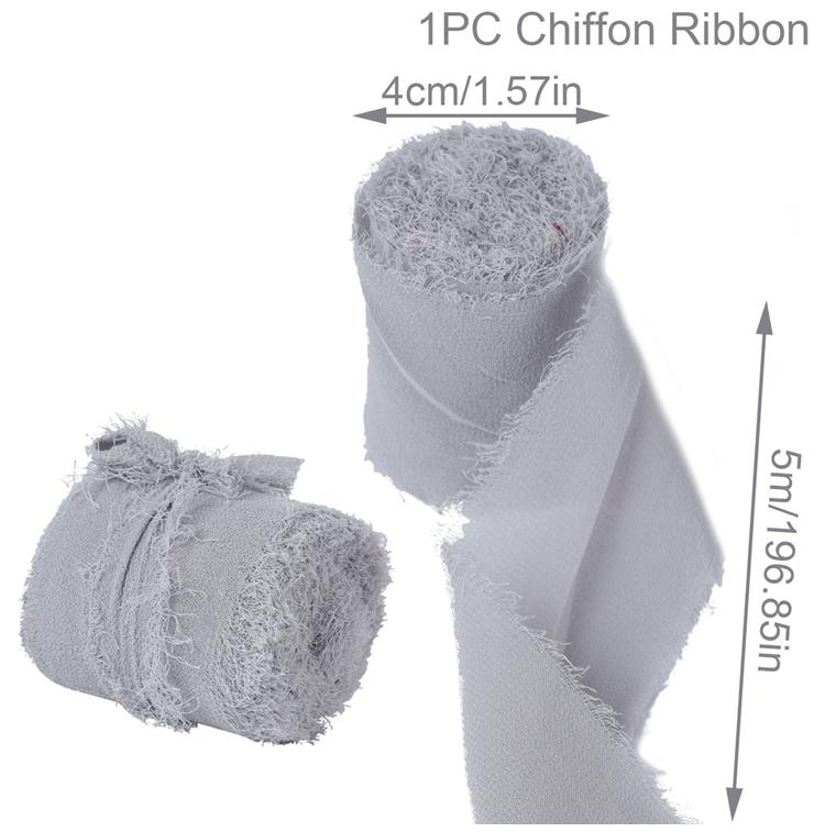 4CM*5M Handmade Frayed Edged Satin Chiffon Silk Ribbon For Wedding Invitation Wrapping Bouquets Birthday Party Decorations Gifts