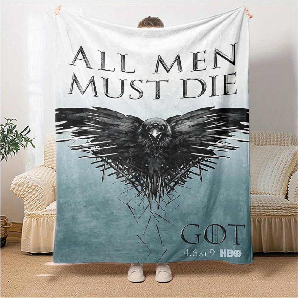1pc ALL MEN MUST DIE Blanket Lightweight Flannel Throw for Sofa Bed Travel Camping Livingroom Office Couch Chair Digital Printing