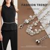 New Rhinestone Pearl Inlaid Metal Waist Chain Women's European and American High-end Versatile Dress Decorate Body Chain Women