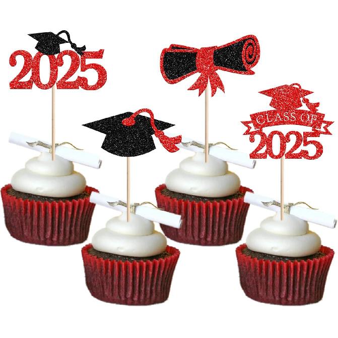 1 PCS High Heel Girl Graduation Cake Topper Black Pink Glitter Done Diploma Class of 2025 Congrats Grad Cap Cake Pick for 2025 Senior High School