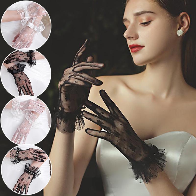 1 пара аксессуаров для платья, универсальное кружевное элегантное сетчатое свадебное украшение, свадебные перчатки, тонкое стильное украшение в виде банта
