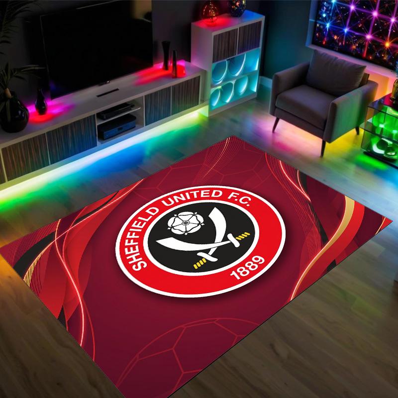 Sheffield United Football Design Crystal Velvet Carpet Cozy Non?Slip Printed Rug For Bedroom Living Room Entrance