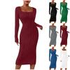 Женское модное элегантное облегающее трикотажное платье с U-образным вырезом и запахом на бедрах