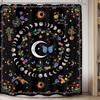 Boho Moon Phase Shower Curtain Abstract Sun Stars Butterfly Mushroom Flowers Plant Leaves Bathroom Decor Fabric with Hooks