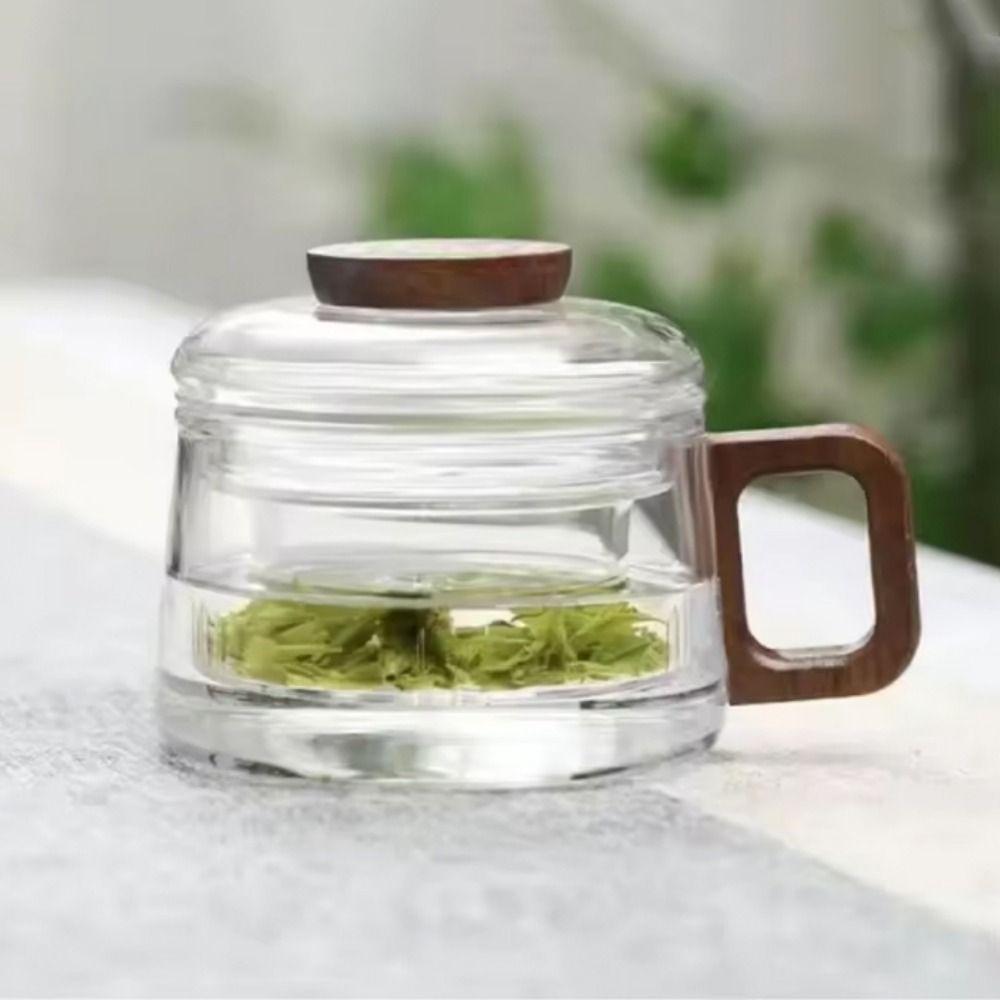 200ml Glass Tea Cup with Infuser Wooden Handle Tea Infuser Cup Kung Fu Tea Set  Office