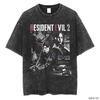 1990S Resident Evil Biohazard Leon Kennedy Oversized T shirt 100 Cotton Vintage Washed Tshirt for men women