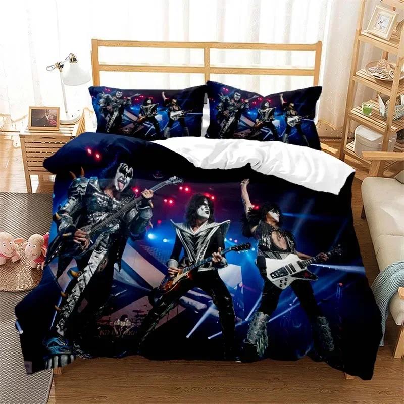 Kiss Band Fashion Comfortable Duvet Quilt Cover Pillowcase Bedding Set Children Bedroom Decoration Home Textile