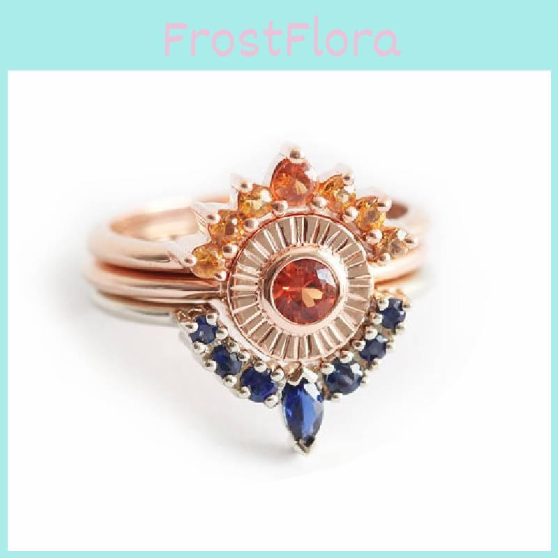 Элегантный набор свадебных колец из трех частей из розового золота с геометрическим дизайном для женщин