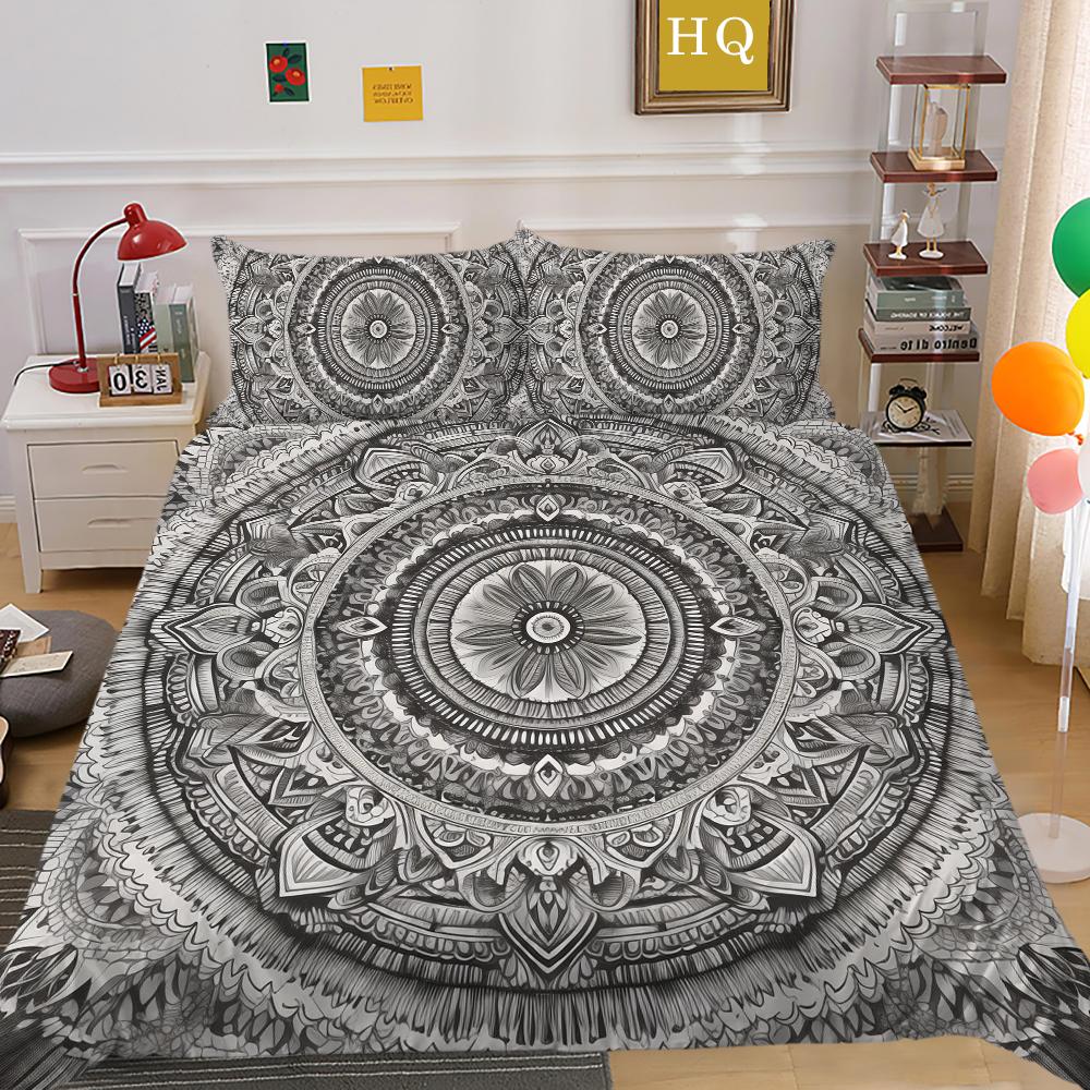 Mandala Printed Bedspreads Twin Size Microfiber Bedding Cover Cool Boy Fashion Duvet Cover Set Bedroom Decor
