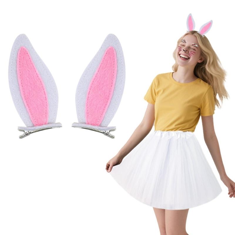 2 Pieces Felts Rabbit Hair Clip Secure Grip Design Hair Accessories For Kids Adults Lightweight Practical Hairpins