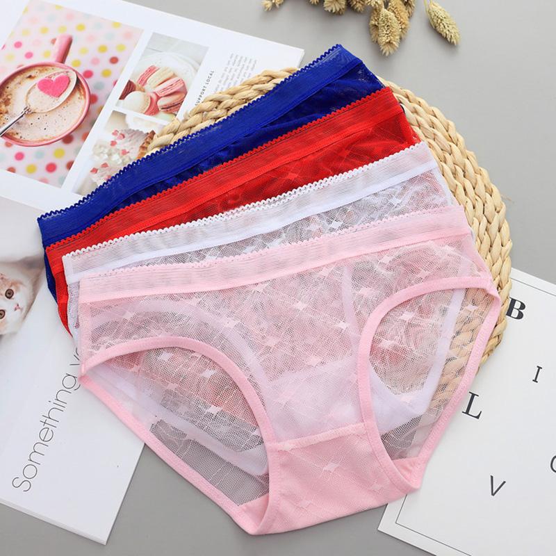 Sexy Net Yarn Panties Women Low Waist Transparent Briefs K142