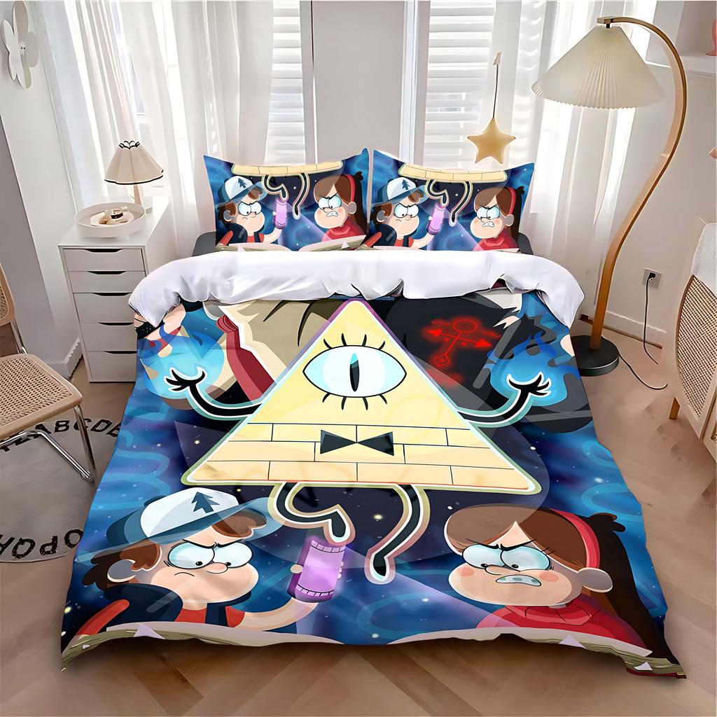 Пододеяльник Наволочка Комплект постельного белья Игра G-Gravities F-Falls Взрослый Мальчик Девочка Украшение Спальни Детский Односпальный Двуспальный Большой Размер