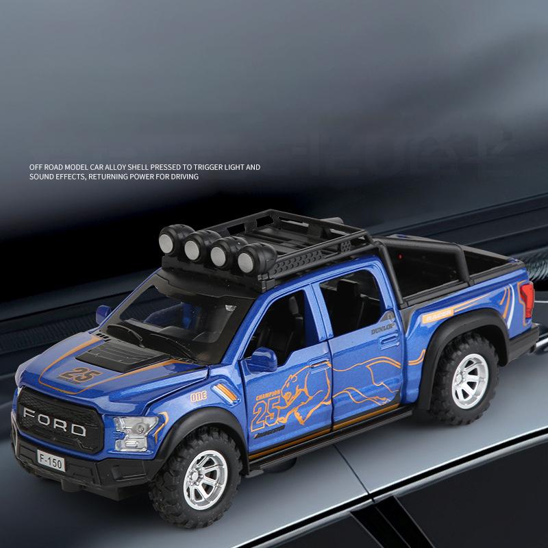 1/32 Ford F150 Raptor Alloy Car Model Sound and Light Pull Back Children's Toy Collectibles Birthday Gift
