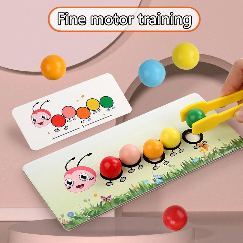 Деревянные клипсы-бусины Caterpillar Игрушки для детей Логика Концентрация Сопоставление цветов Тренировка мелкой моторики Игра Монтессори Обучение