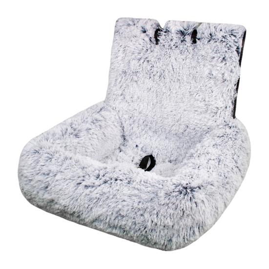 Автокресло для собак Дорожная лежанка для собак с ремнями безопасности Плюшевое пушистое сиденье для питомца с нескользящей подкладкой Съемная моющаяся подушка для маленьких и больших собак